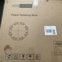 NEW IN BOX ——Blue Poker Table Top —-With  Shoulder Strap Carrying Case.