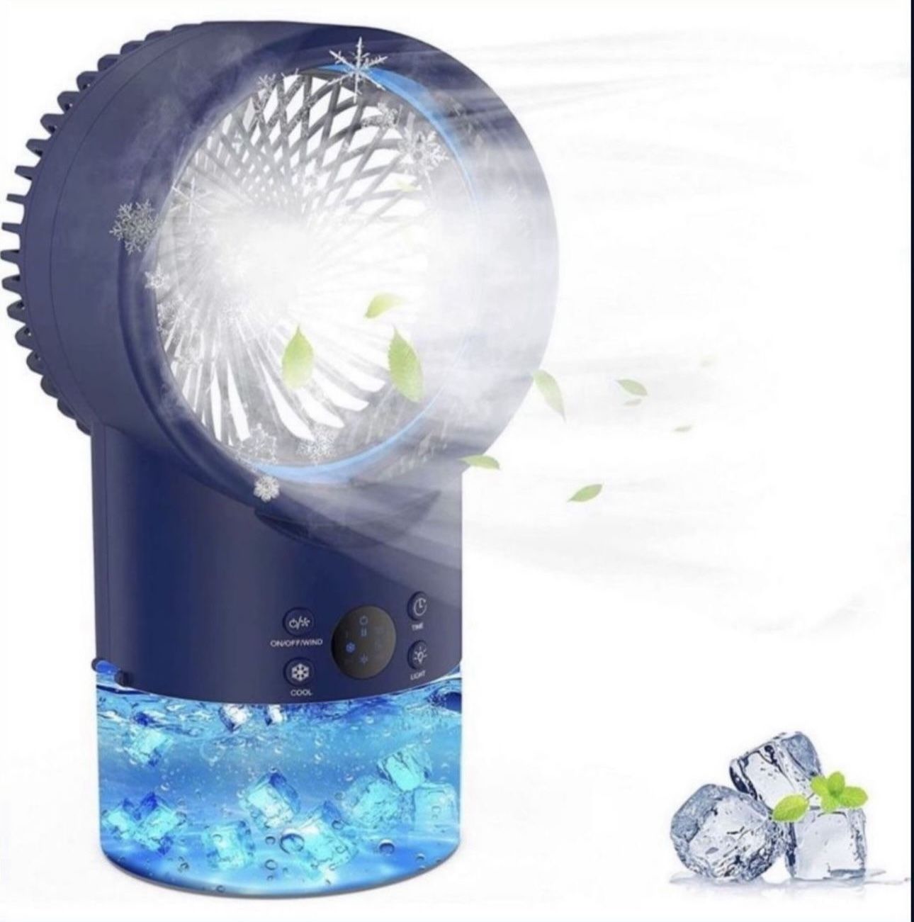 Air Conditioner Fan Personal Evaporative Cooler Circulator 3 Speeds 2/4H Timer 7 Colors LED Light 2 Misting Modes Humidifier Quiet Mist Cooling