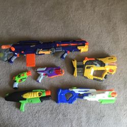 Lot Of 4 Nerf Guns And 2 Water Guns