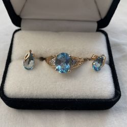 Blue Topaz Ring And Earrings