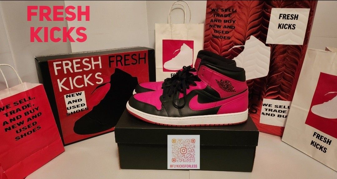Nike Air Jordan 1 Mid Banned Black Red White 554724-074 Mens and GS Size 13 And 14 $150