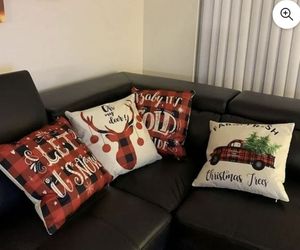 4 Pieces of Polyester Christmas Cushion Covers, Sofa Cushions, Christmas Ornament Pillow