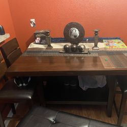 Sturdy Hard Wood Table And Chairs 