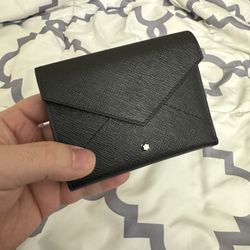 Montblanc Sartorial Black Leather Envelope Wallet with Zip, 6CC