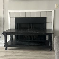 Black Solid Wood Coffee Table – Rustic Style