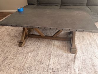 Industrial Coffee Table with Metal Top
