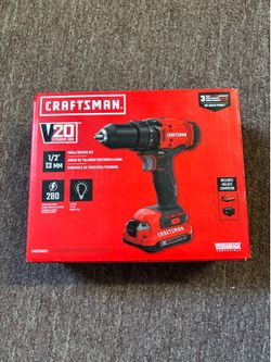 CRAFTSMAN V20 Cordless Drill/Driver Kit, 1/2 inch, Battery and Charger Included (CMCD700C1)new