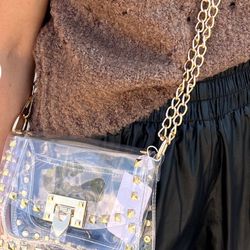 the jackie clear bag | gold