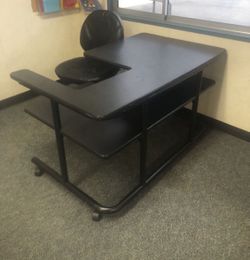 Black Wooden Desk With Metal Frame
