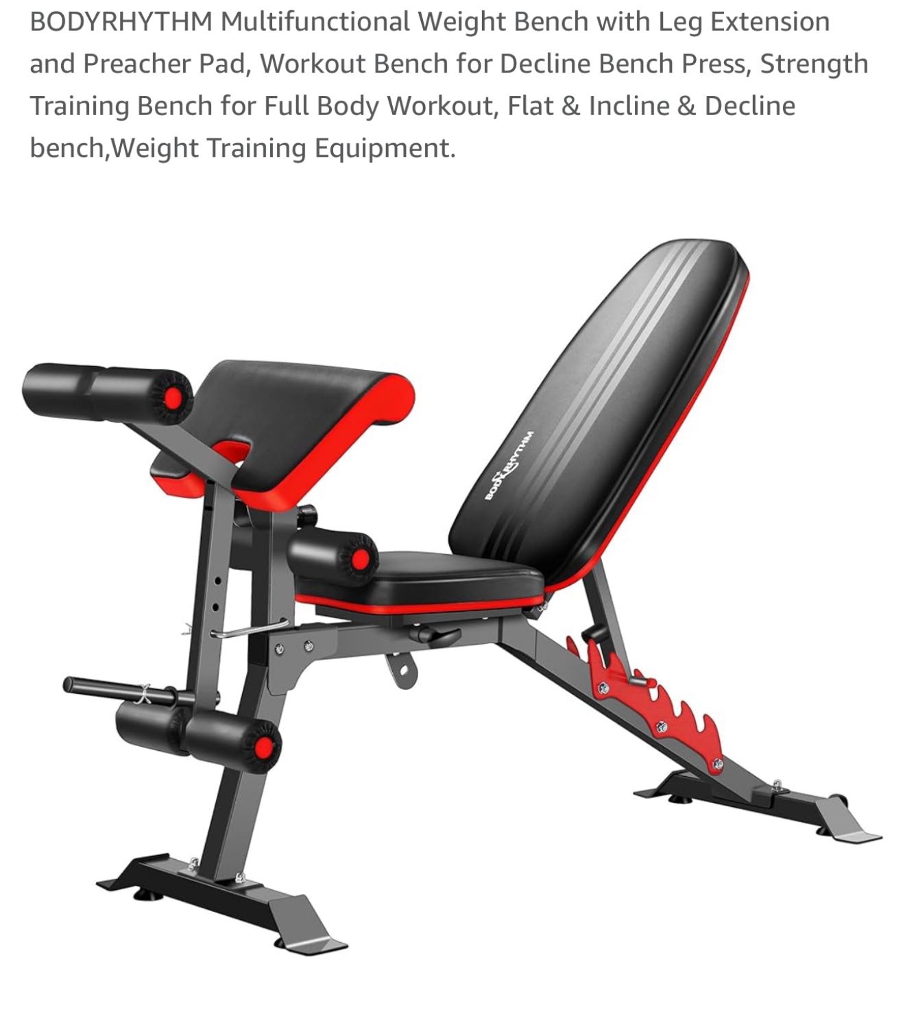 Multifunctional Weight Bench with Leg Extension and Preacher Pad, Workout Bench for Decline Bench Press, Strength Training Bench for Full Body Workout