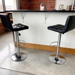 (NEW) $40 Each Adjustable Bar Stool Swivel Backrest Barstool Chair Backrest Counter Height 24-32”, Black 