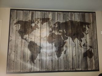 World Map Canvas! 79×55!! Big!! Nice Piece! 