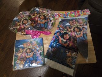 Encanto Birthday Party Supplies Set Tablecloth Banner Plates And Napkins 