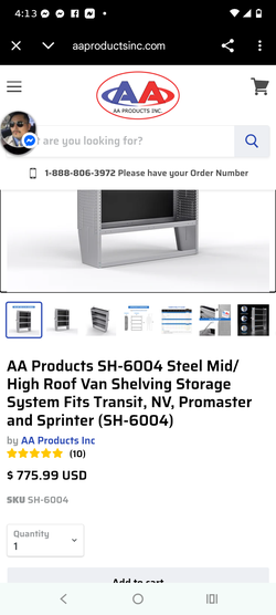 Van storage shelves