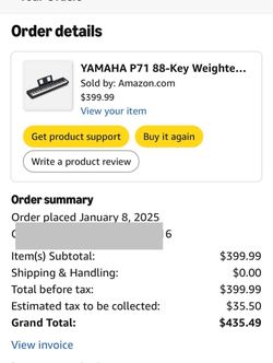 Yamaha P71 88-Key Weighted Digital Piano + Adjustable Stand – $300