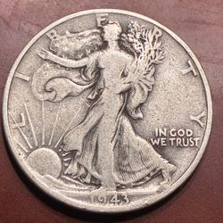 1943 walking Liberty Half Dollar.