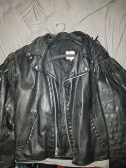Leather coat with fringe