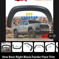 4 Piezas- Black Fender Flare Trim Fit Toyota Tacoma 2016-2023
