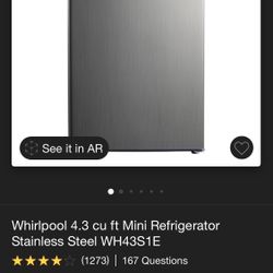 Whirlpool 4.3 Cubic Ft Mini Refrigerator Works Great.
