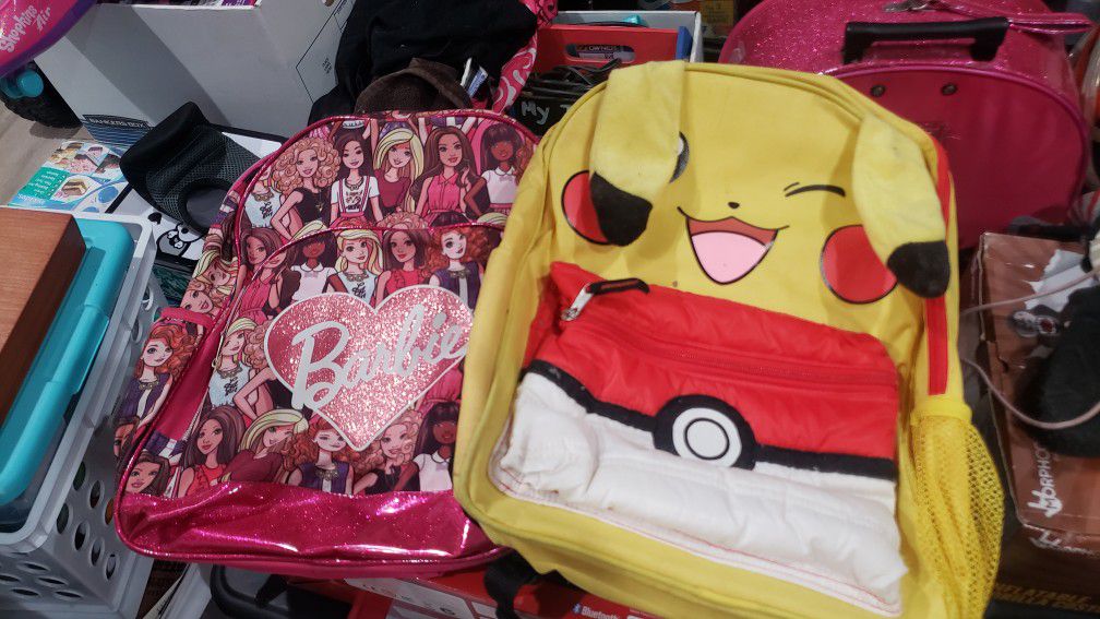 Barbie and Pikachu backpack