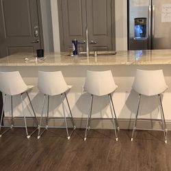 4 White bar Stools 