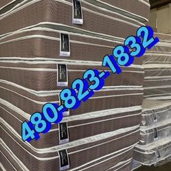 New King Pillow Top Mattress with Box Spring 