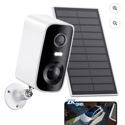Solar Security Camera Wireless Outdoor - HD 2K Battery Powered Cameras for Home Security Outside, 2.4G&5G WiFi Surveillance Indoor, AI Motion Detectio