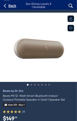 Beats Pill 12 -Watt Smart Bluetooth Indoor/ Outdoor Portable Speaker in Gold 1 Speaker Set