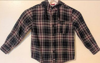 Boys Flannel DICKIES Brand Lined Hooded Flannel Shirt Size 5-6