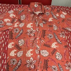 Wes and Willy Washington State Cougars Hawaiian Button-Down Shirt Red Size L