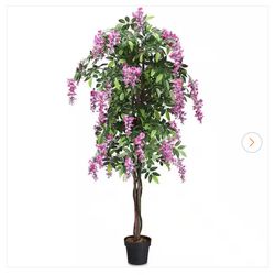 6 ' Purple Artificial Ficus Flower Tree Indoor-Outdoor Home Decor in Pot