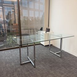 FREE - 5 Glass Desk With Silver Legs 