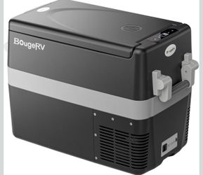 BougeRV 12V Refrigerator 42 Quart, Electric Car Cooler with MAX/ECO Mode 12/24V DC, 45dB Quiet, -4~50°F, 3-level Battery Protection for Truck, RV, Cam