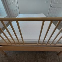 Ikea Bjorksnas queen wooden bed frame mattress and side table set