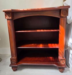 Night Stand / Book Shelf In Dark Wood From Bombay Company.  Size: H 31, W 28, D18.5