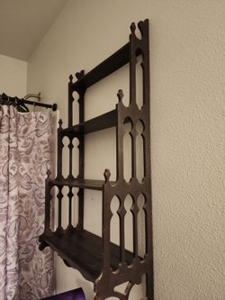Dark Wood Gothic Wall Shelf Unit