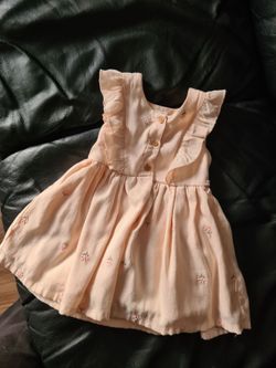 Baby Girl Peach Floral Embroidered Dress