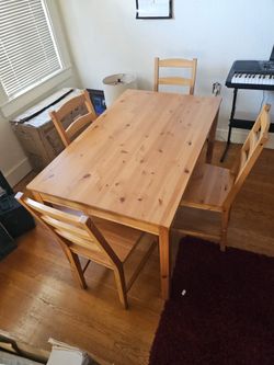 Wooden Dining Table w/ 4 Chairs