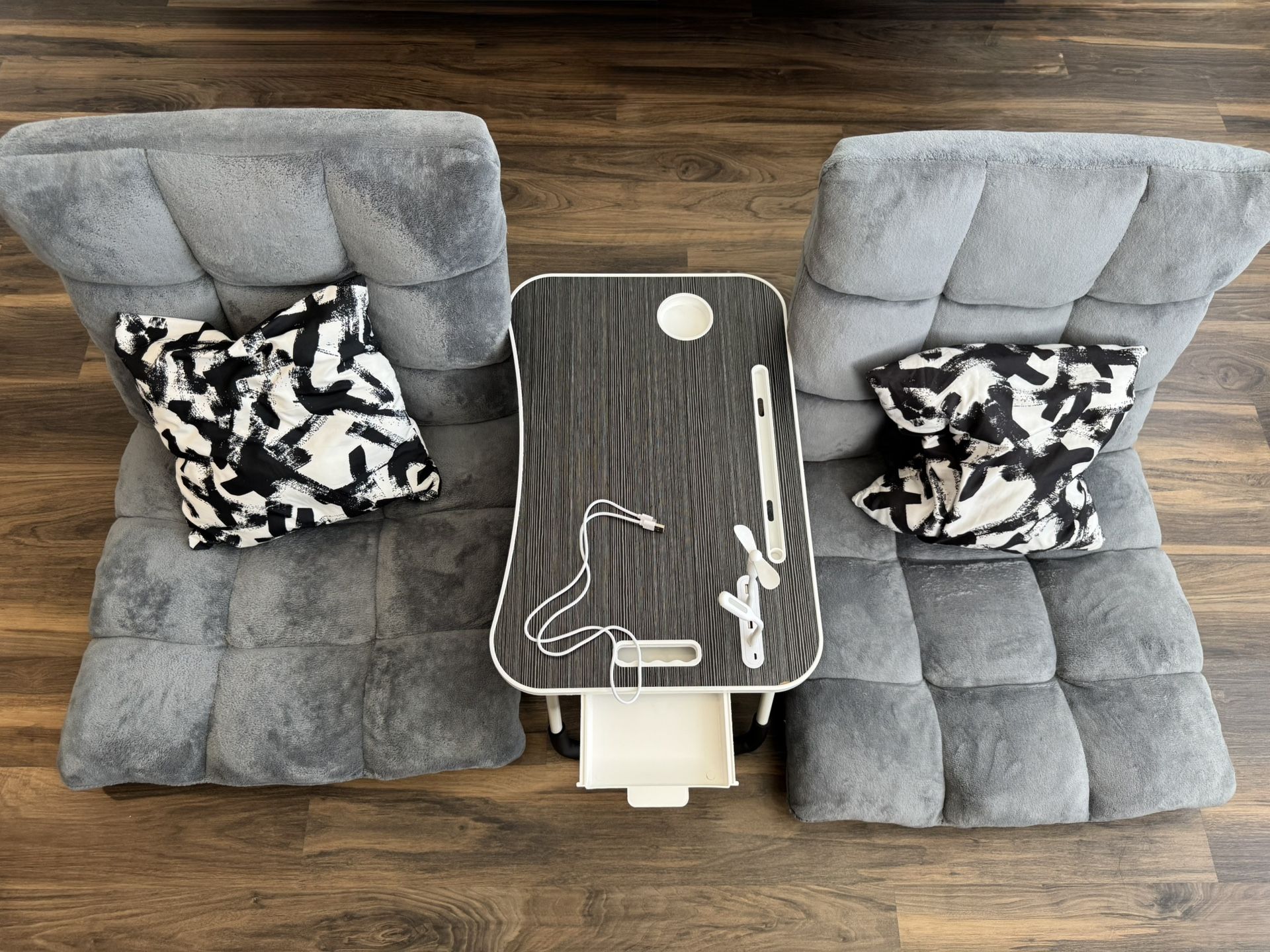 2 Floor Chairs + Folding Laptop Desk Set