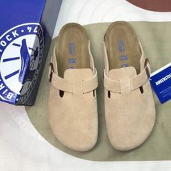 Brand NEW HOT Women's Latte Cream Suede Birkenstock Boston Shoes - Narrow Fit38
