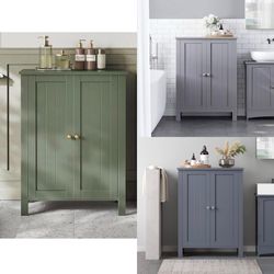 Floor Storage Cabinet, Freestanding Storage Unit with 2 Adjustable Shelves, for Bathroom Living Room Dining Kitchen, 11.8 x 23.6 x 31.5 Inches, Slate