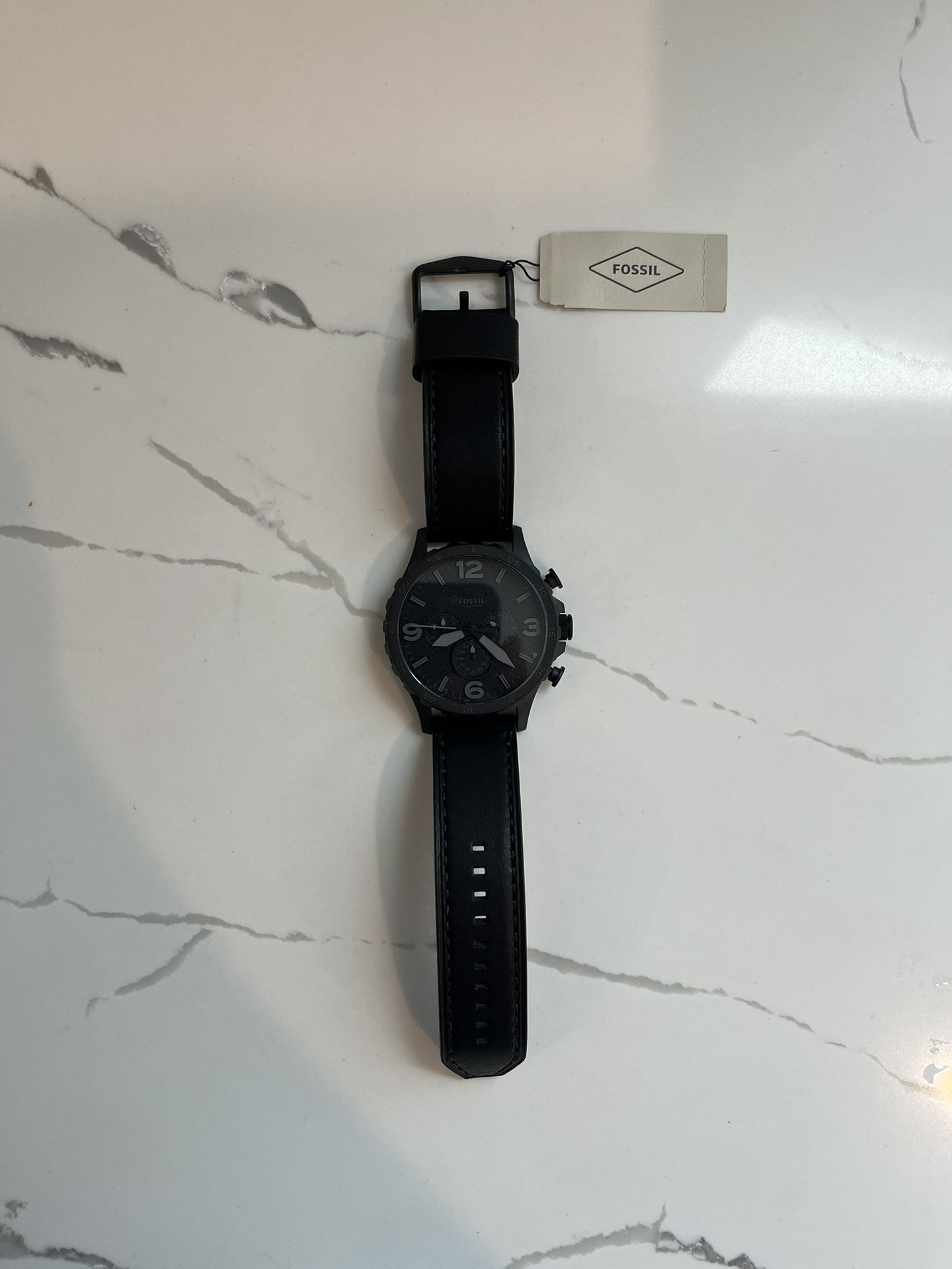 Fossil Men's Nate Chronograph Watch Black Leather