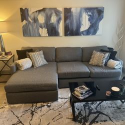 🛋️ City Furniture “Noah” Dark Gray Fabric Sectional – Cozy & Modern!