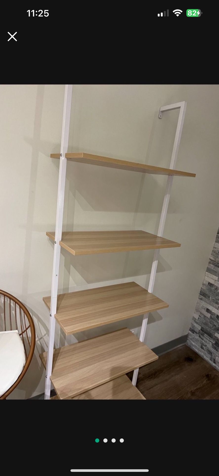 Wooden White  Ladder Bookshelf 5-tier 