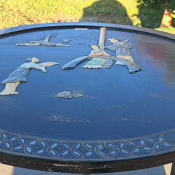 antique Chinese Jade And Mother of pearl. black lacquer table 
