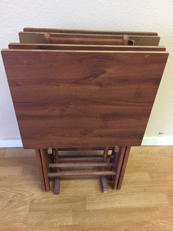Set of 4 vintage Scheibe Mid Century folding TV trays