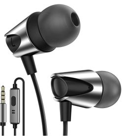 Kuulaa M17 Wired Earphones with Microphone, Full Metal Earbuds in Ear with Mic 3.5mm Jack, Hi Res Stereo Deep Bass and Noise Isolating Headphones for