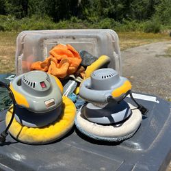 Two Car Buffers And Buffing Rags
