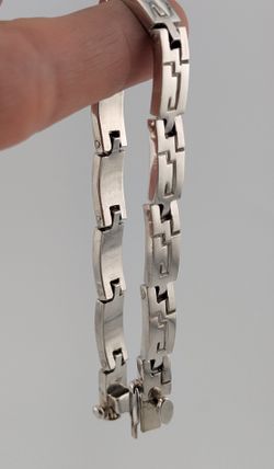 Heavy Taxco Mexico 925 Sterling Silver Bracelet– 8mm Wide, 8”