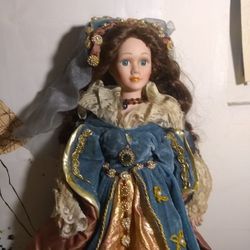 Vintage Porcelain Queen Doll 